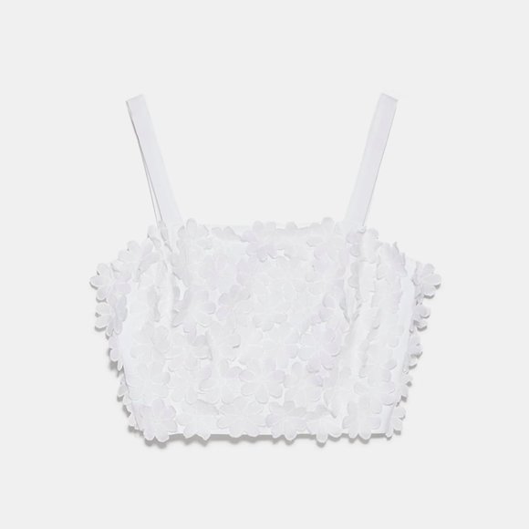 Zara Cropped Textured Weave Top M - Picture 2 of 4